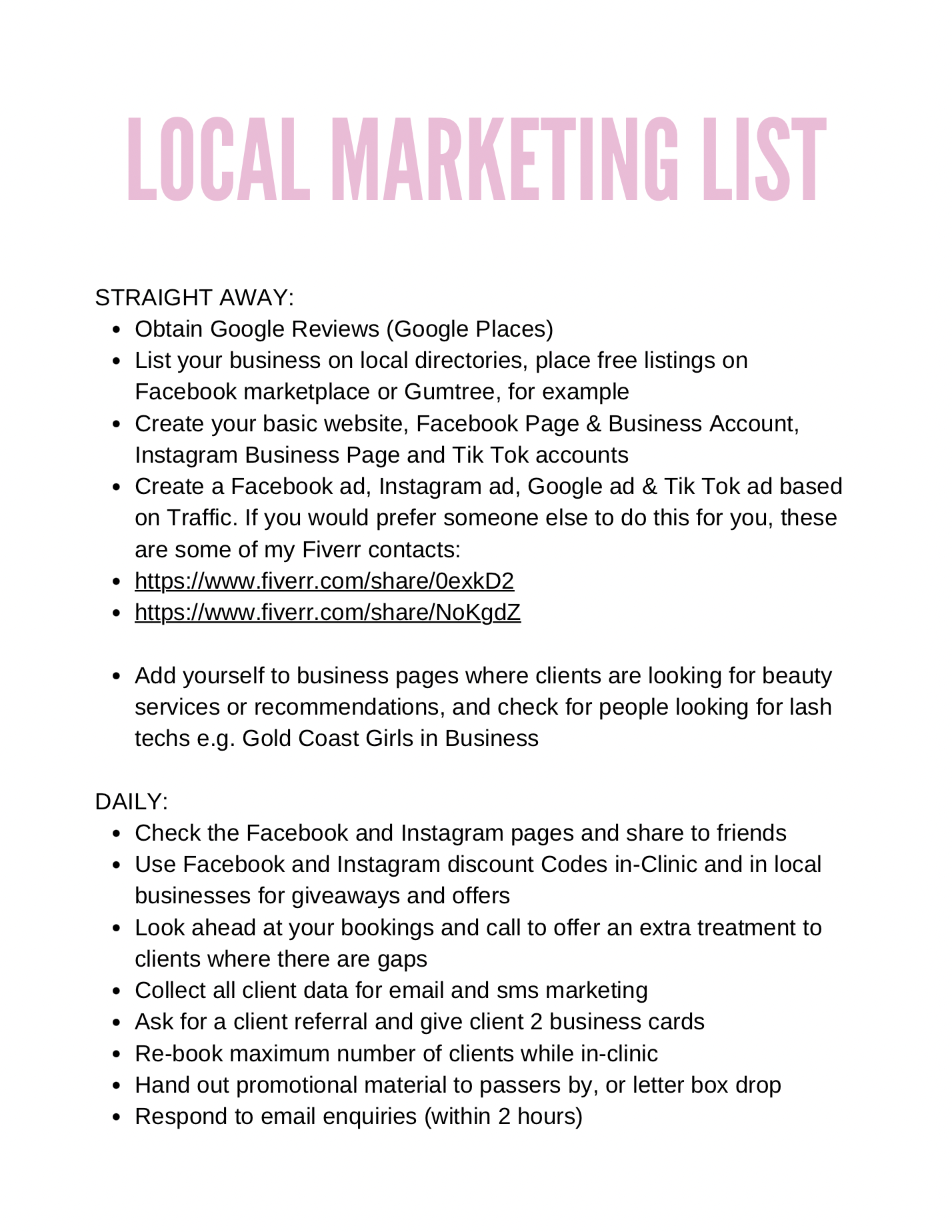 Salon Marketing Checklist