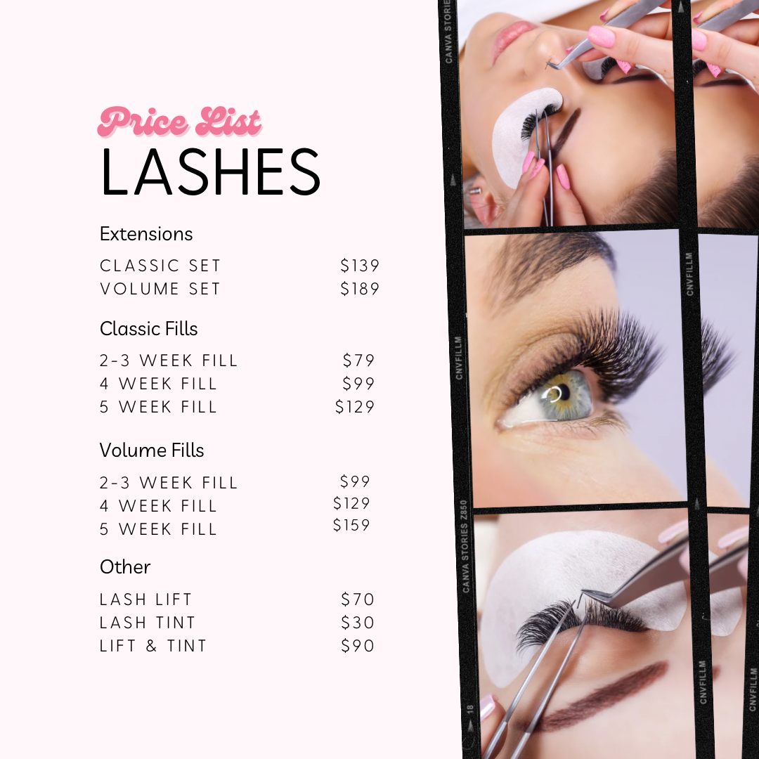 7 DAYS OF INSTAGRAM POSTS LASH EXTENSIONS TEMPLATE: EDITABLE IN CANVA