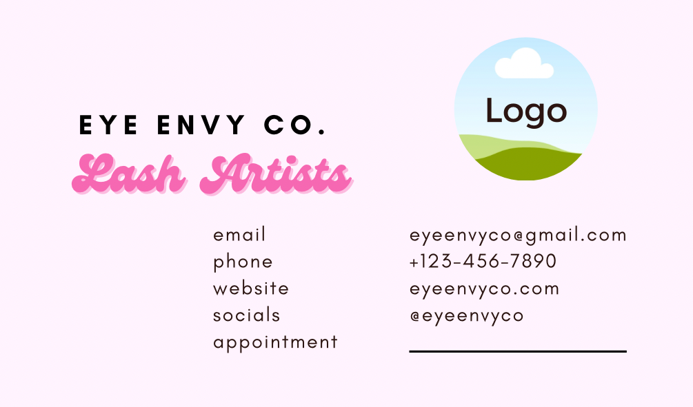 LASH AFTERCARE BUSINESS CARD TEMPLATE: EDITABLE IN CANVA (pink)