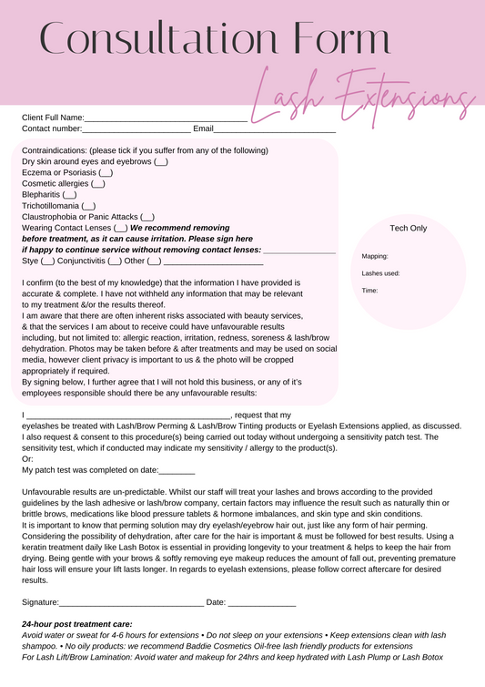 CLIENT CONSULTATION FORM: EDITABLE IN CANVA